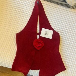 With Jean Rose Top in Red size M